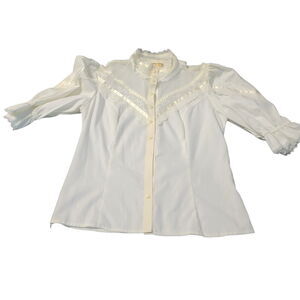 Jessica's Gunnies Womens Vintage Cream Button-up Top Size XS Lace San Francisco